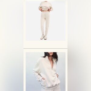 Full Set: Organic Fleece Half-Zip & Relaxed Pocket Sweatpant - Bone M